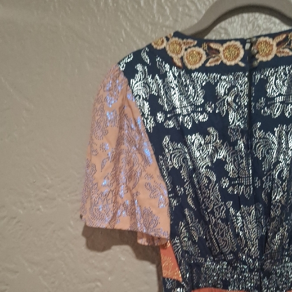 Anthropologie Navy and Gold Embroidered Jacket Size 4 - Picture 13 of 16